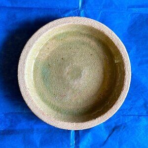 Glazed Green and Tan Candle Holder